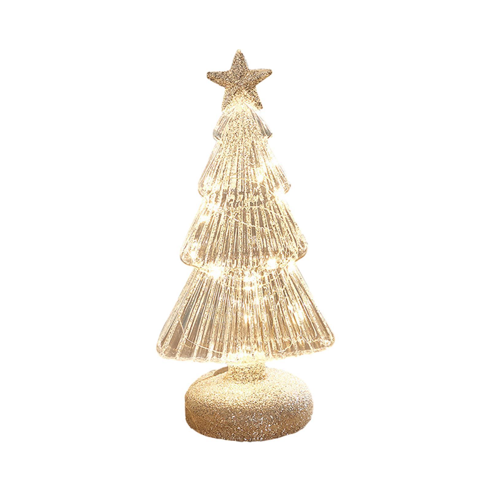 Christmas Tree Glass Night Light Twinkle Table Lamp for Holiday Party Indoor