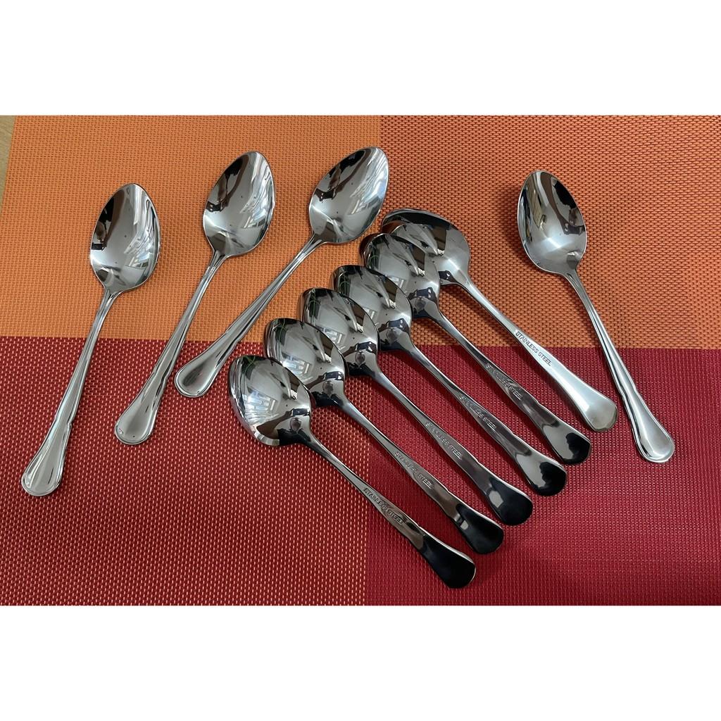 Muỗng - Thìa Inox Lớn Súp Nhọn Cán Bầu Viền Eo
