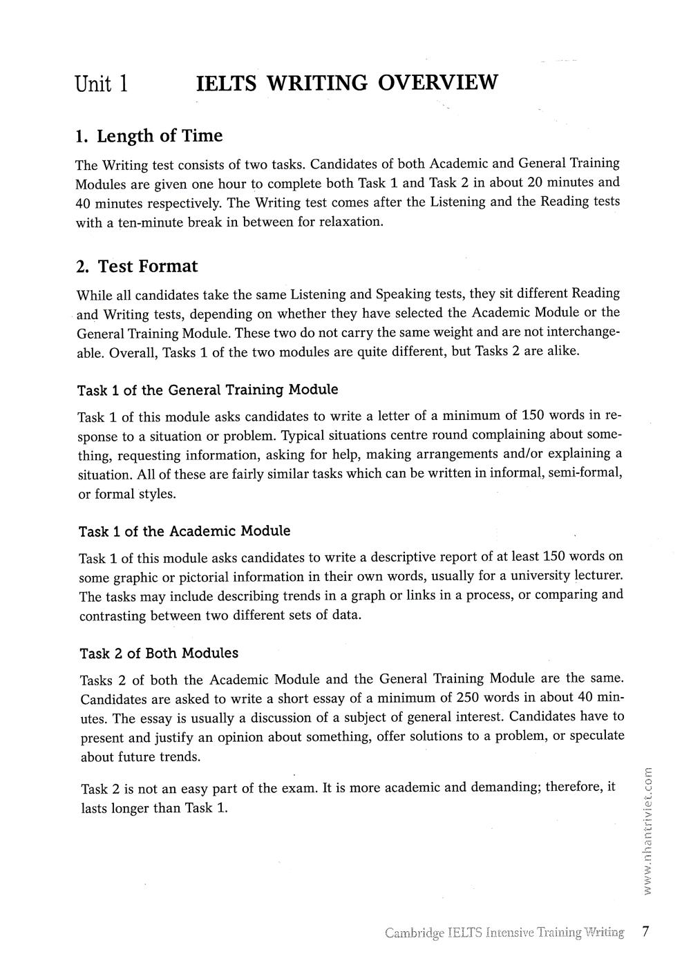 Sách Cambridge IELTS Intensive Training Writing (Không CD)