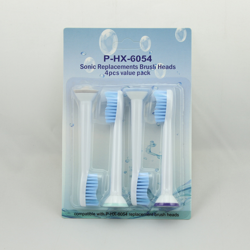 Bộ 4 đầu bàn chải đánh răng điện HX-6054 cho máy Philips Sonicare cho răng nhạy cảm HX3, HX6, HX7, HX8, HX9, R, FlexCare +, FlexCare, HealthyWhite, HydroClean, EasyClean, DiamondClean