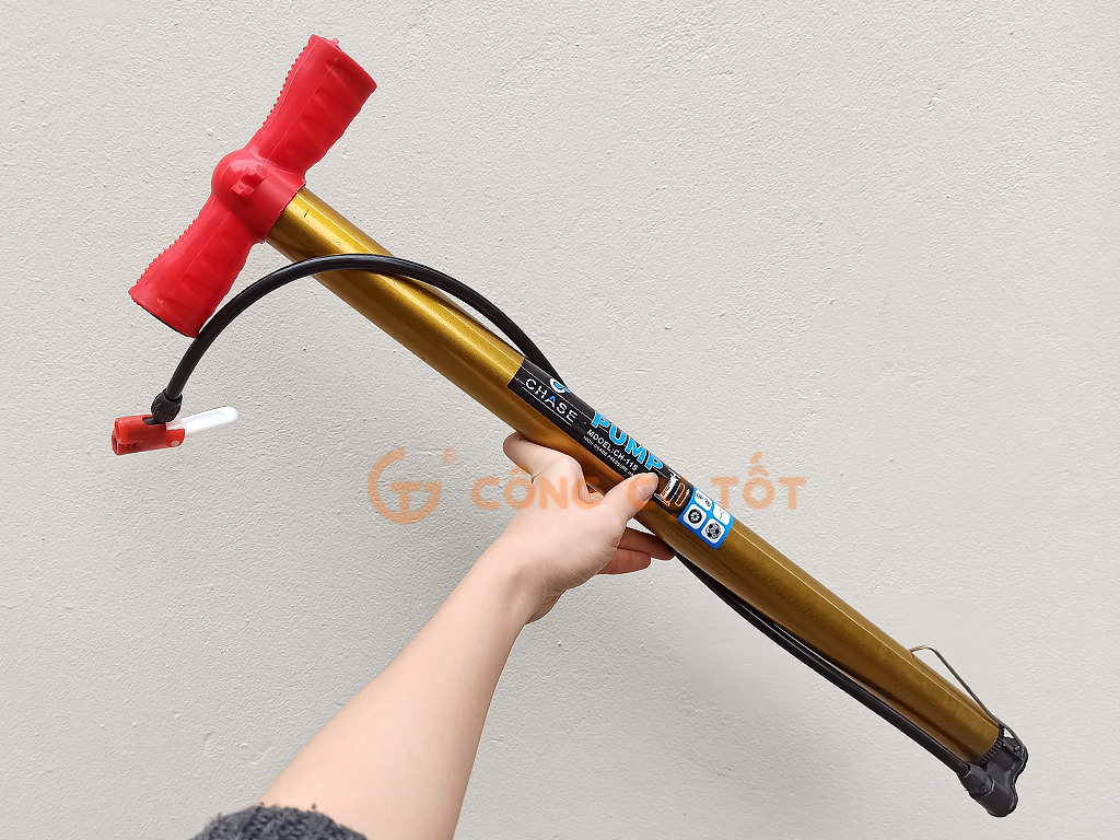 Bơm xe đạp xe máy bằng tay ống bơm Φ4x53cm màu vàng