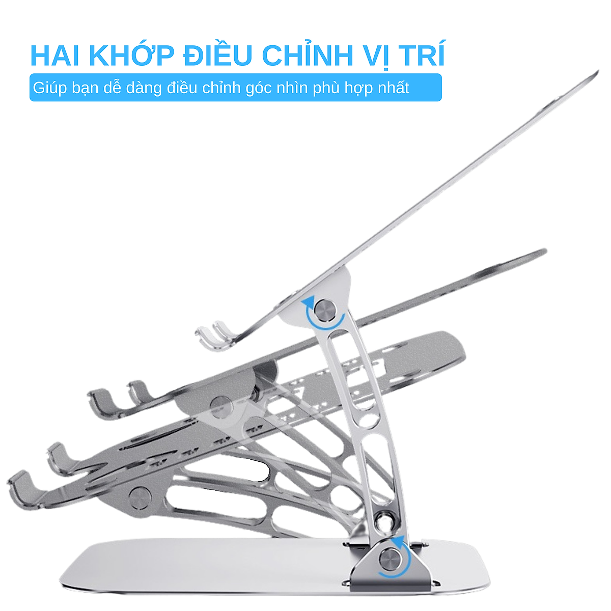 Hình ảnh Giá Đỡ Cho Máy Tính, Laptop, iPad, Macbook Hợp Kim Nhôm Cao Cấp. Hỗ Trợ Tản Nhiệt Chống Mỏi Cổ, Vai, Gáy. Hàng Chính Hãng DEVO