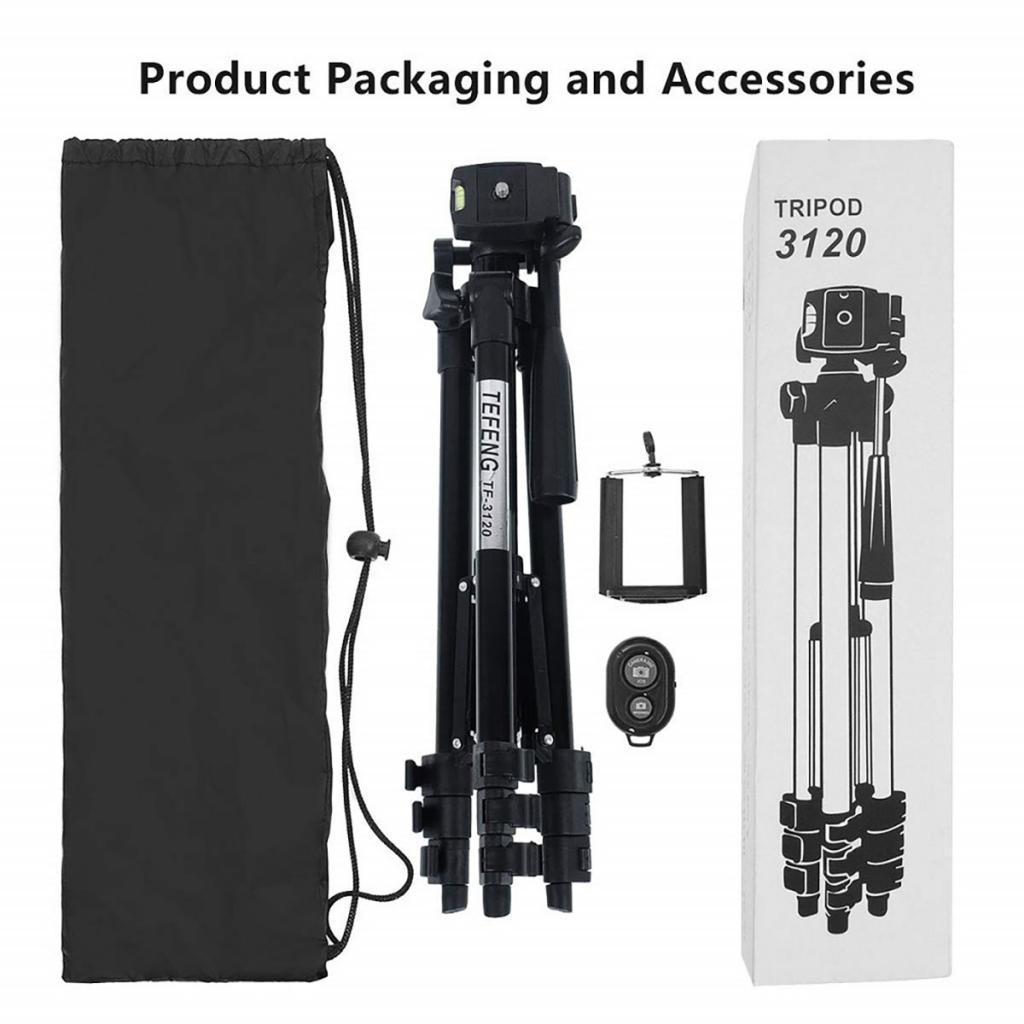 Tripod Camera With Bluetooth Remote Phone Holder Mount Stand Universal-Black