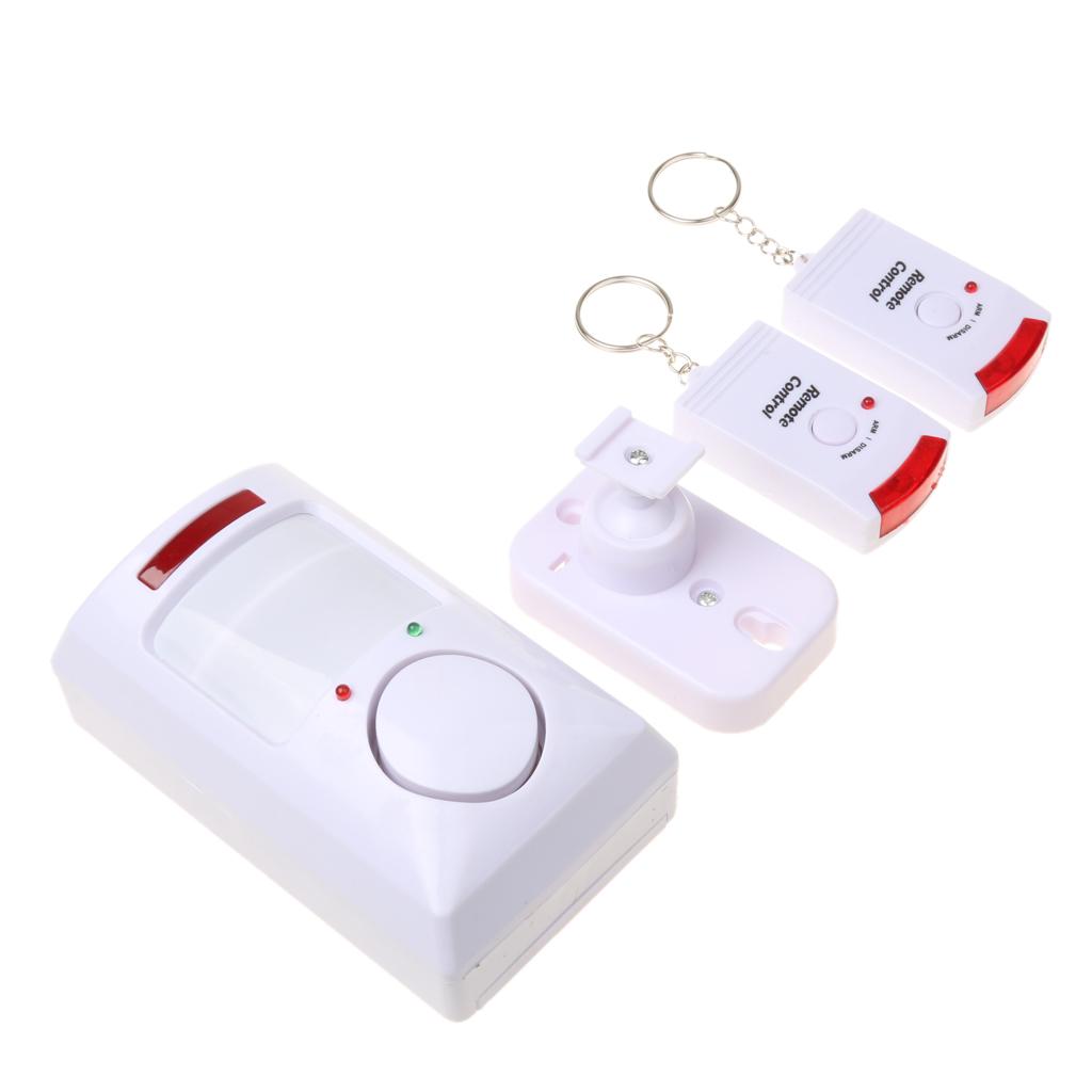 IR Motion Sensor Alarm Intruder Detector with 2 Wireless Remote Controller