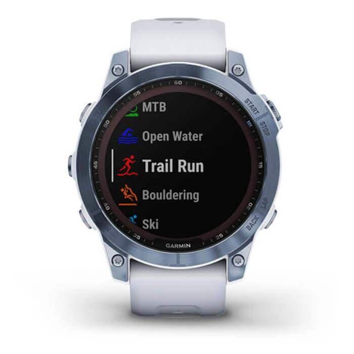 Đồng Hồ Thông Minh Garmin Fenix 7 Mineral Blue DLC Titanium with Whitestone Band - Hàng Chính Hãng