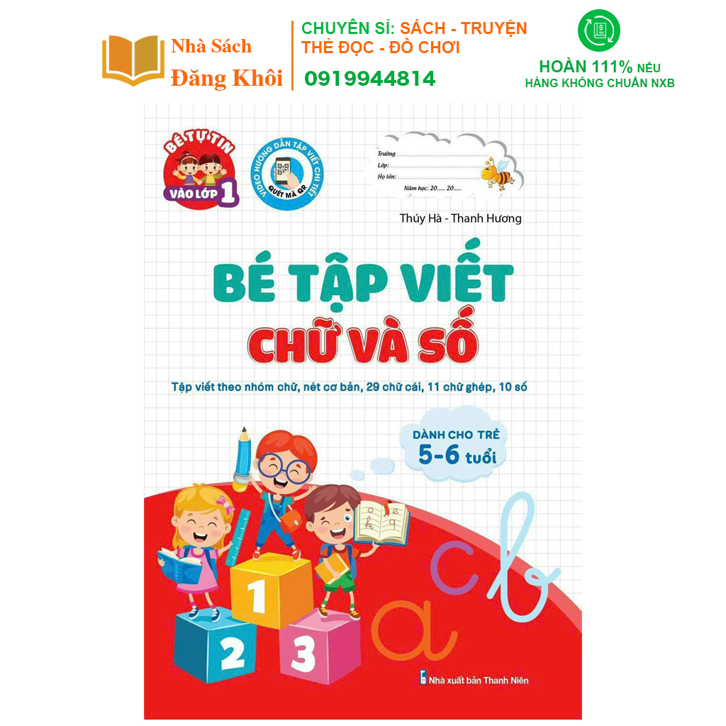 Sách - Bé Tập Viết Chữ Và Số Theo Nhóm Chữ, Nét Cơ Bản Tự Tin Vào Lớp 1 Dành Cho Trẻ 5 - 6 Tuổi