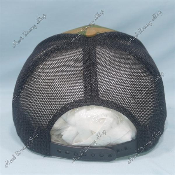 Nón kết lưới in con gà trống in chữ Cock phía sau khóa nhựa phía trong và trước có tem vòng đầu 55-58cm - Lính