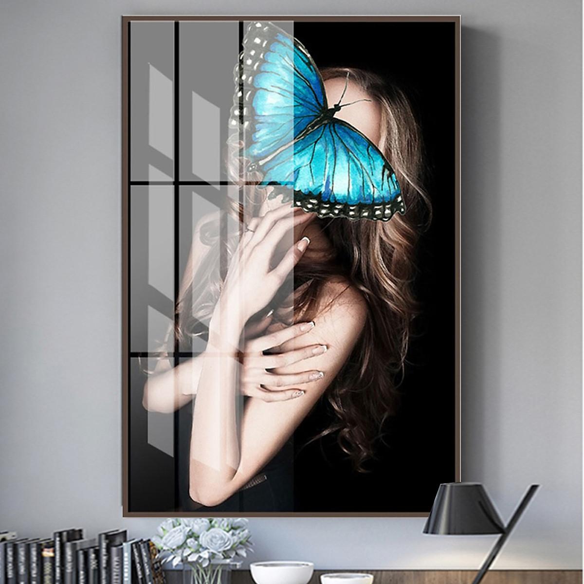 Tranh Tráng Gương Sang Trọng Treo Tường Hiện Đại _ Tranh Pha Lê Cô Gái Bí Ẩn