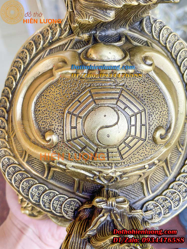 Tượng Long Quy Lưng Bát Quái Bằng Đồng Nguyên Chất Cao 22cm, Nặng 2,5kg Đẹp Tinh Xảo - Đồ Thờ Hiên Lượng