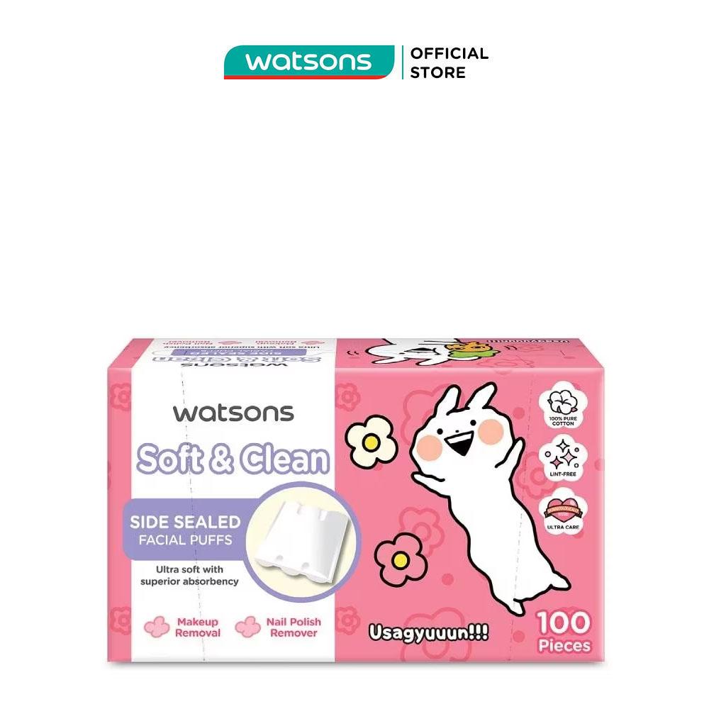 Bông Tẩy Trang Watsons Side Sealed Facial Puffs 100s (Usagyuuun)