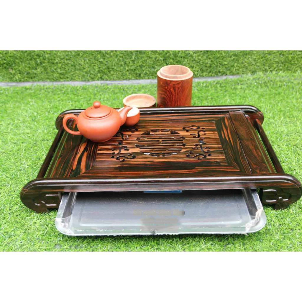 Khay trà Cuốn Thư gỗ Mun cực sang trọng, độc đáo. Cao Cấp - Khay Đựng Nước Inox 304