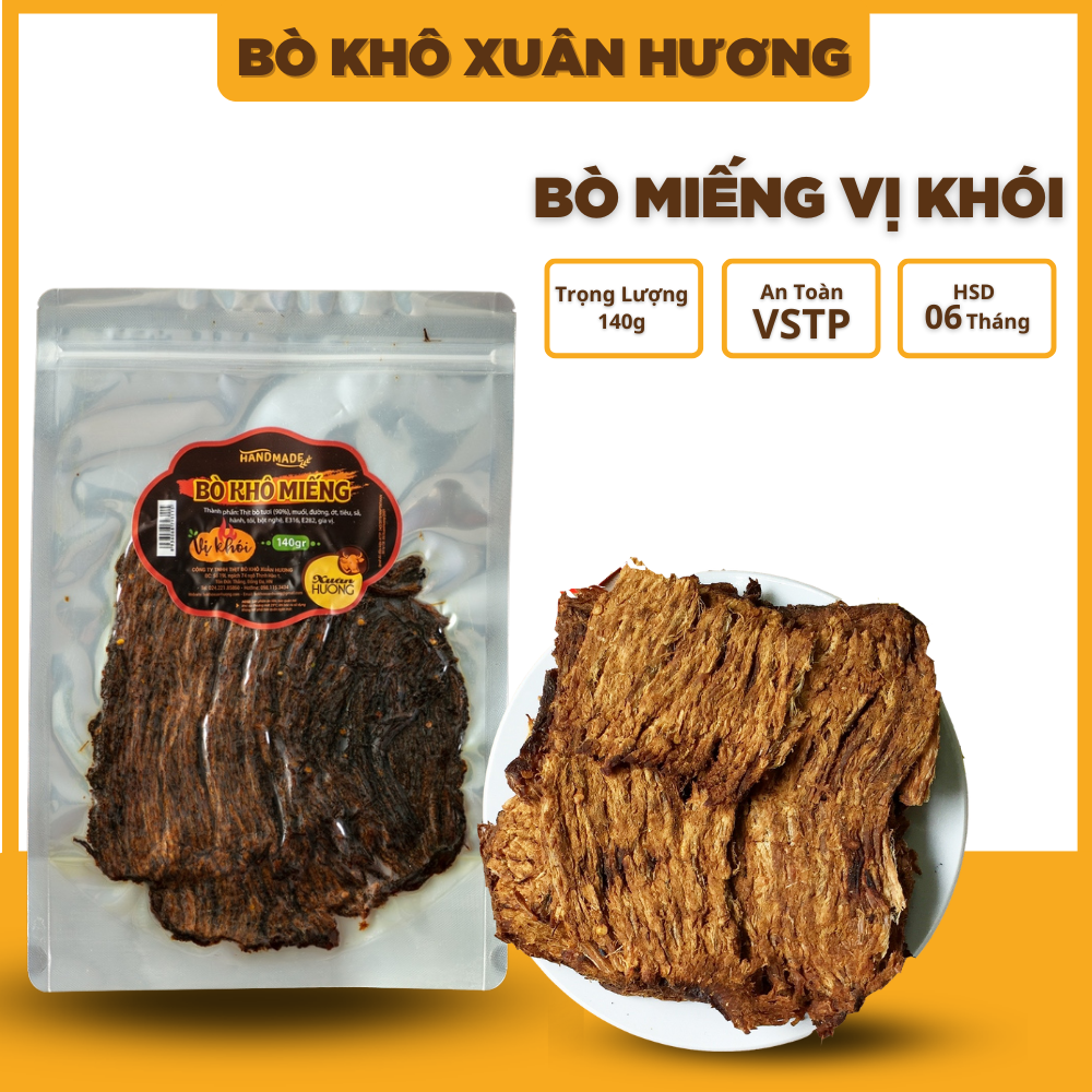 Khô bò khô miếng loại 1, thịt bò khô miếng que vị khói đặc biệt Xuân Hương siêu ngon 140g