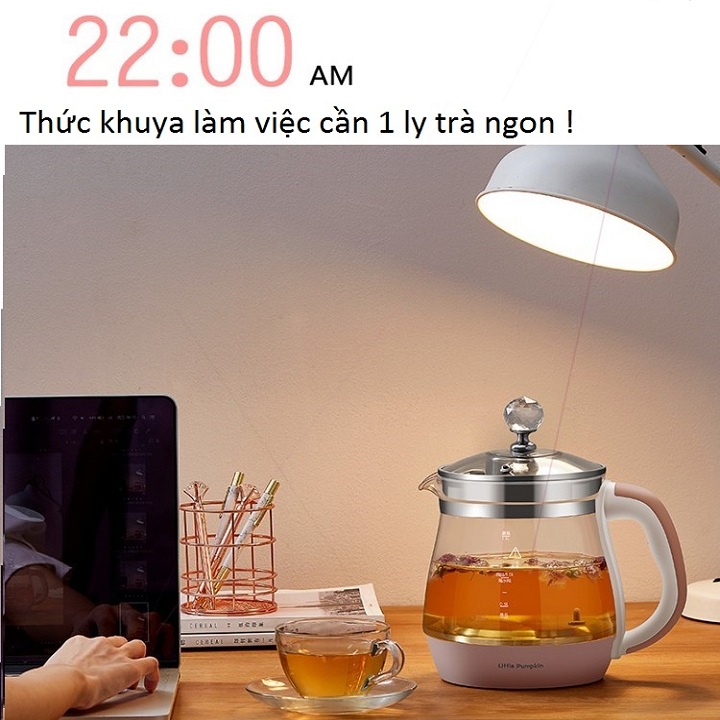 Bình đun nước thủy tinh - bình đun pha trà thủy tinh - bình nấu ăn hẹn giờ