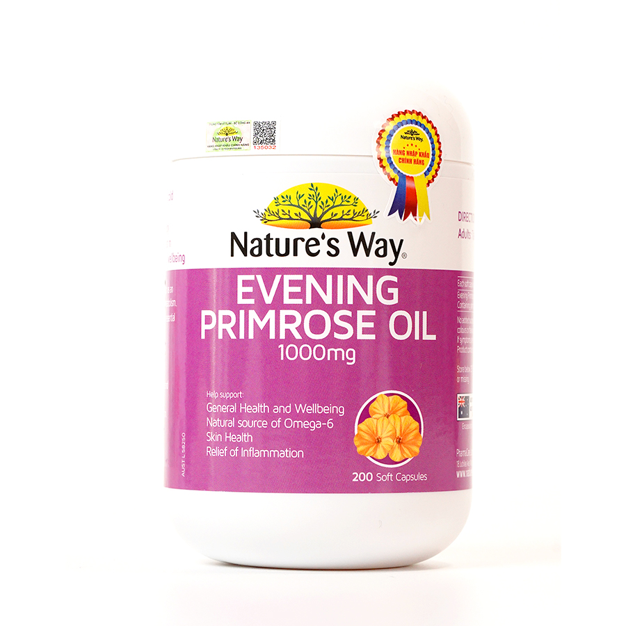 Viên Uống Hỗ Trợ Cân Bằng Nội Tiết Tố Nữ Nature's Way Evening Primrose Oil 200 Viên