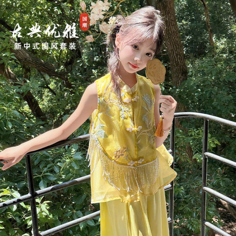 Set bộ cổ trang hanfu phong cách trung hoa cho bé gái diện lễ tết trung thu đẹp size 110-170 hàng Quảng Châu