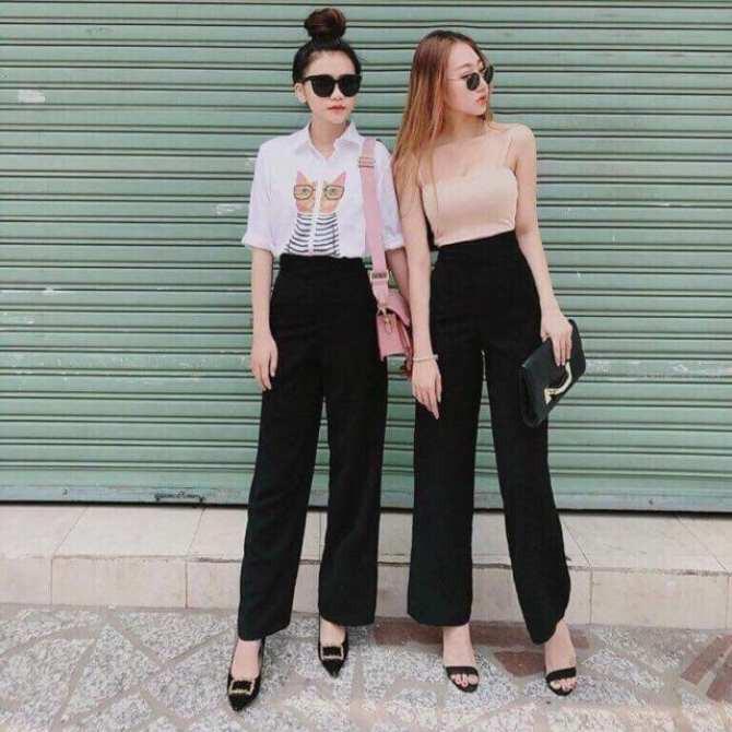 Quần suông ống rộng dài khóa sườn cho nữ hàng VNXK