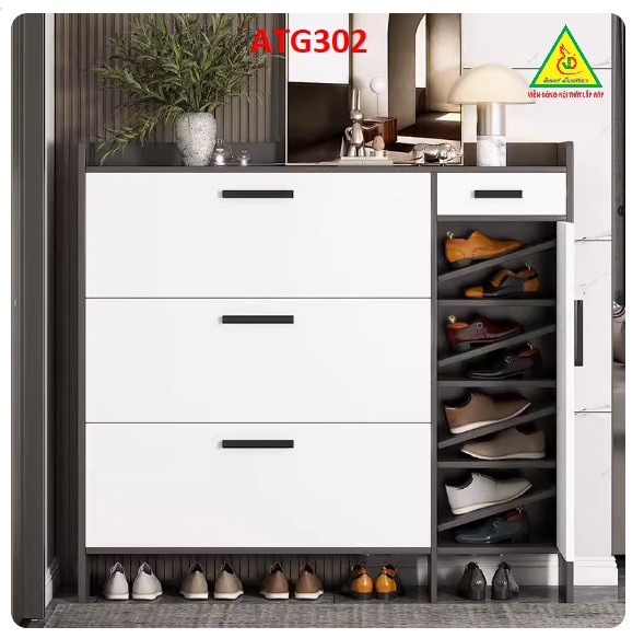 Tủ giày thông minh cánh lật, tủ giày đẹp bằng gỗ MDF ATG302