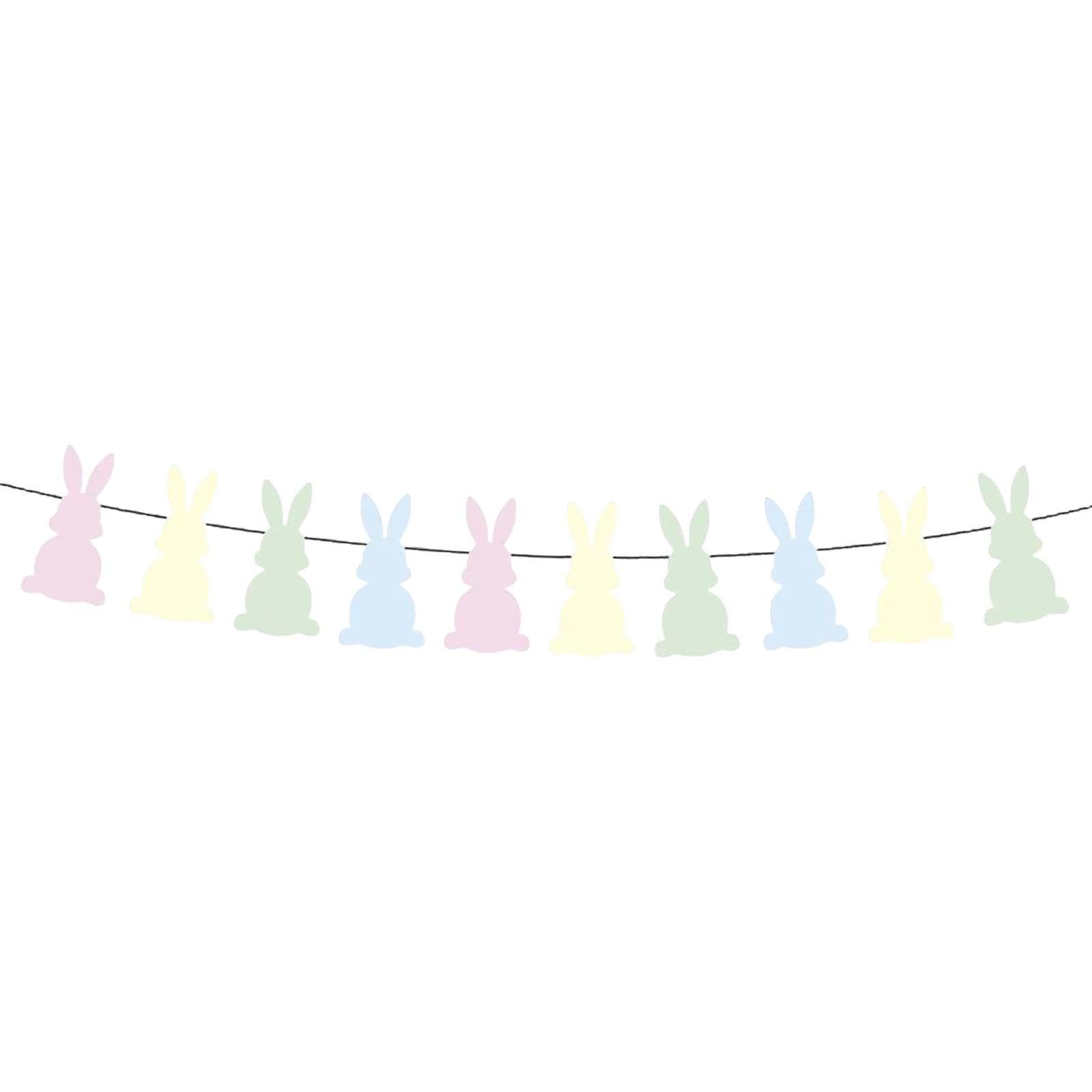 Easter Bunny Banner Wall Hanging Decorations Bunting for Outdoor Party