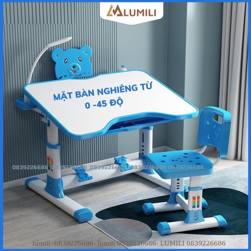 bàn học sinh trẻ em lumili A06 bộ bàn học thông minh chống gù chống cận cho bé nâng hạ độ cao