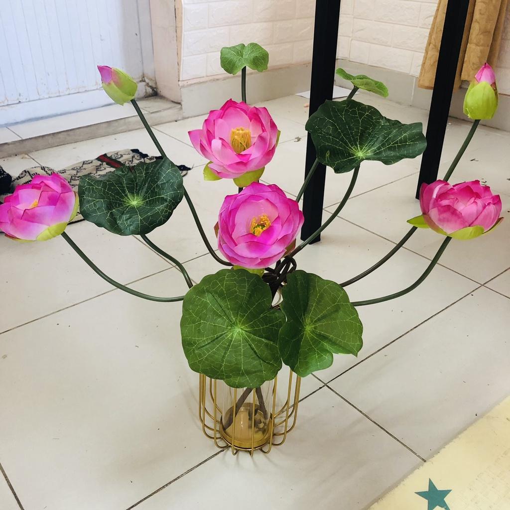 Hoa lụa, bình hoa sen giả để bàn trang trí phòng khách, nhà hàng đẹp Flowermini SG-03