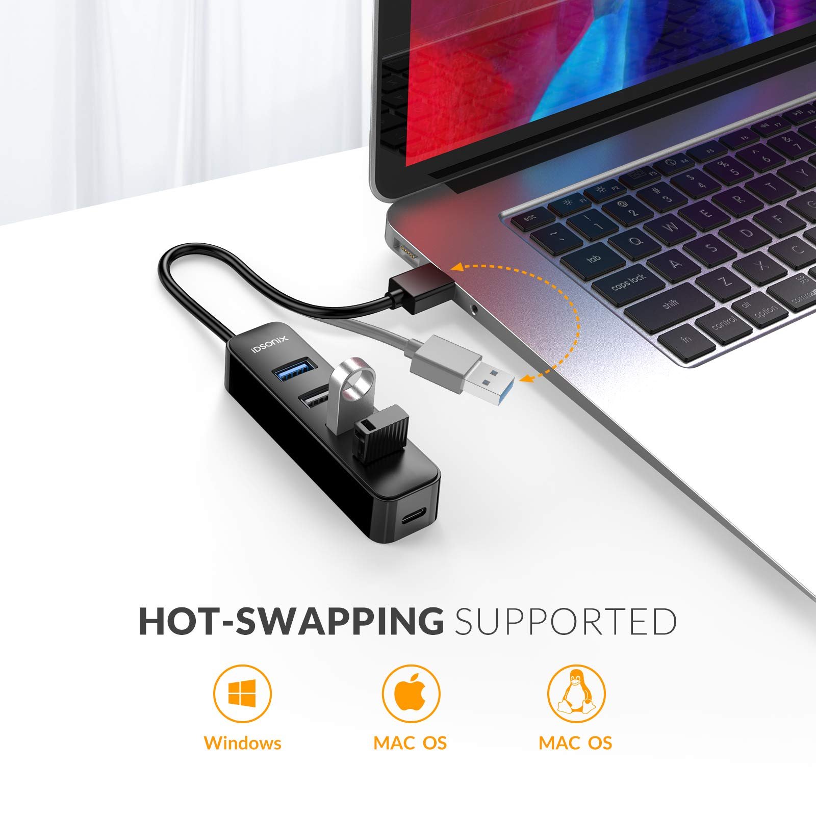 HUB USB 3.0 4 Cổng iDSONix-IAU3-4A-015-BK-EP - Bộ Chia USB 4 Port - Hàng Nhập Khẩu