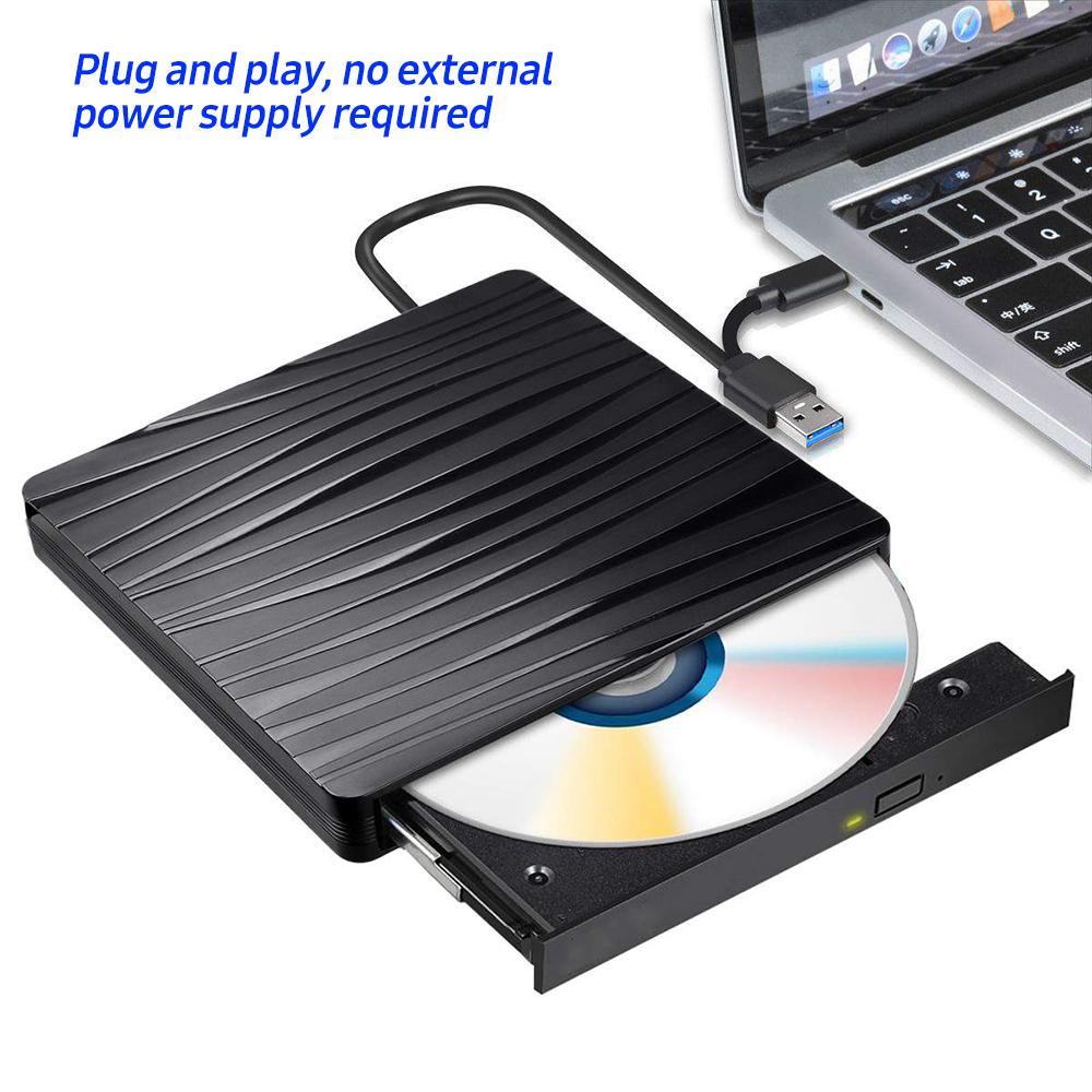 Ổ đĩa USB3.0 + Type-C di động hai đầu CD / DVD bên ngoài siêu mỏng cho Windows / Mac