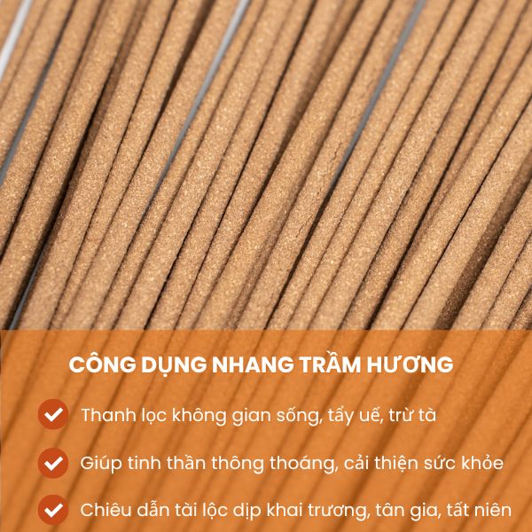 Nhang trầm hương tự nhiên Thiên Mộc Hương 30cm, Ít Khói, Thơm Nhẹ, Dễ Chịu, Không kích mũi