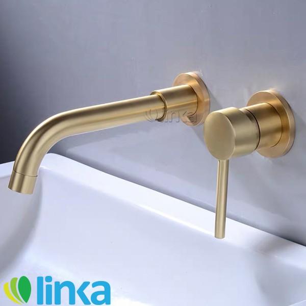 Vòi rửa lavabo gắn tường nóng lạnh bằng đồng cao cấp LINKA LI-VOI0021