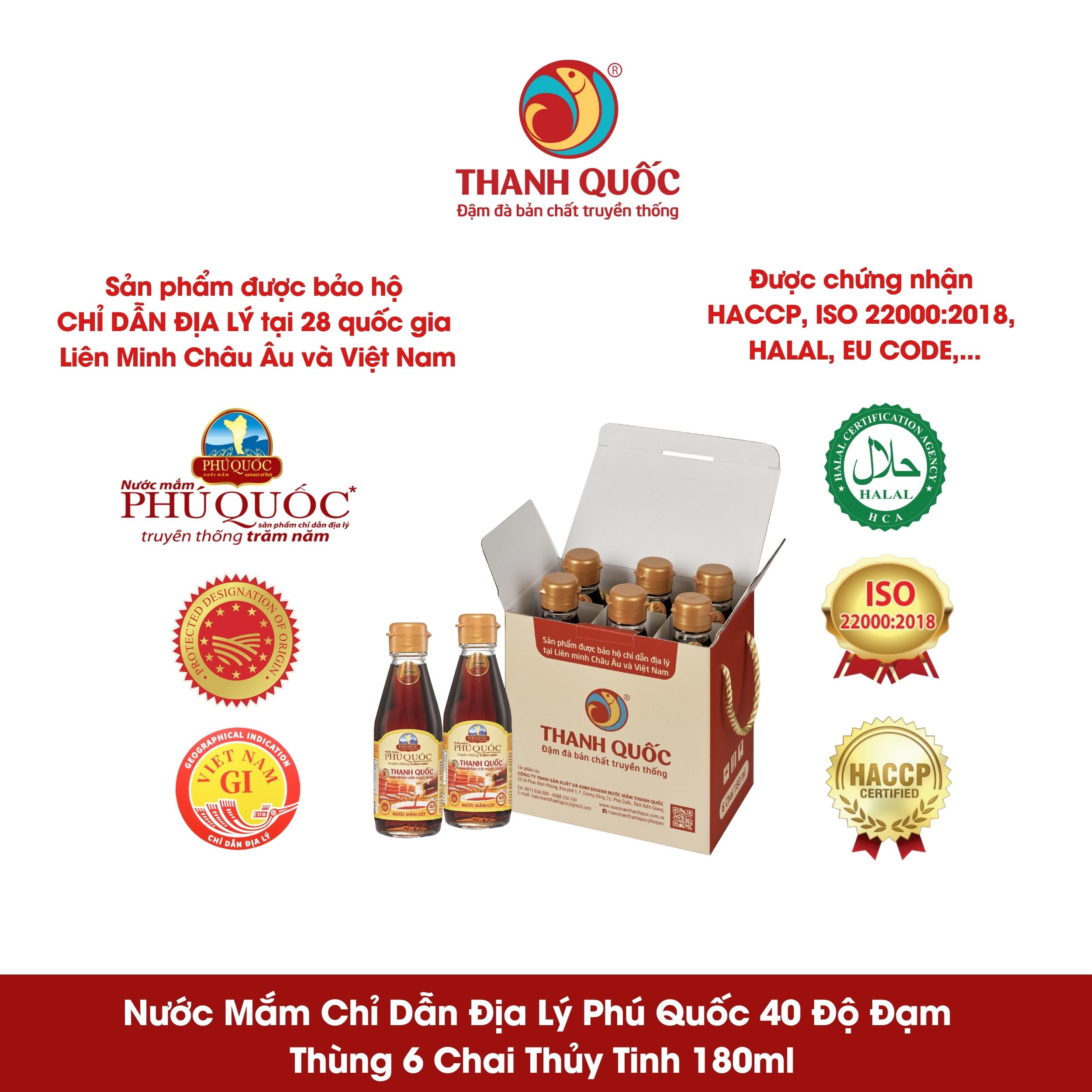 Nước Mắm Chỉ Dẫn Địa Lý Phú Quốc - Thanh Quốc 40N - 180ml