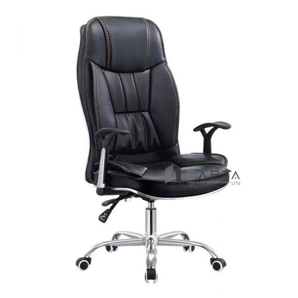 Ghế văn phòng lưng cao nệm dày ngã lưng CM4419-P Nội thất Capta Ghế làm việc tại nhà nệm bọc da PVC ngã lưng thư giãn tay nhựa chữ T chân xoay thép mạ chrome
