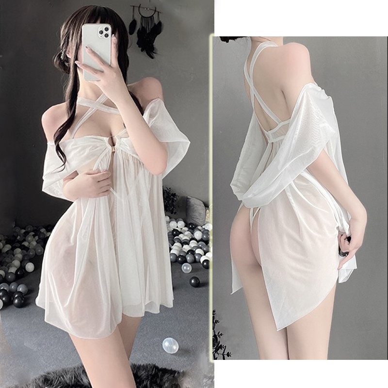 Váy ngủ xuyên thấu liền chip lọt khe sexy gợi cảm P40 - Đầm ngủ hở lưng quyến rũ - Đồ ngủ nữ
