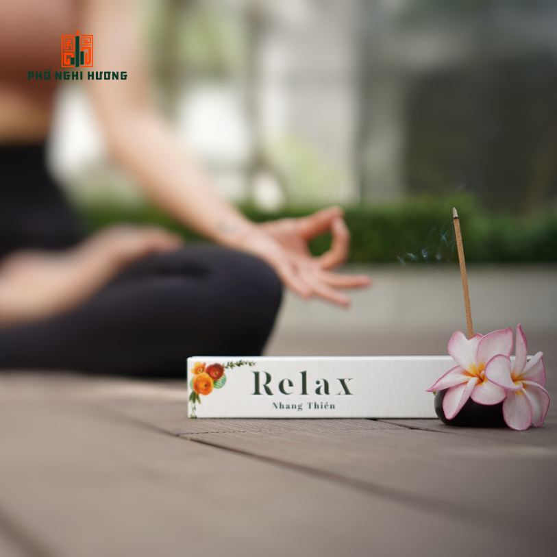 Nhang thiền Thư giãn Relax - Phổ Nghi Hương 20cm ngọt nhẹ, lành tính từ nguyên liệu thảo mộc tự nhiên phù hợp để thư giãn, thiền định và giúp bạn tập trung làm việc