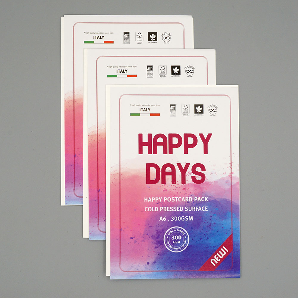 3 tệp giấy vẽ Màu Nước Happy Artists' Watercolor Paper 300gsm