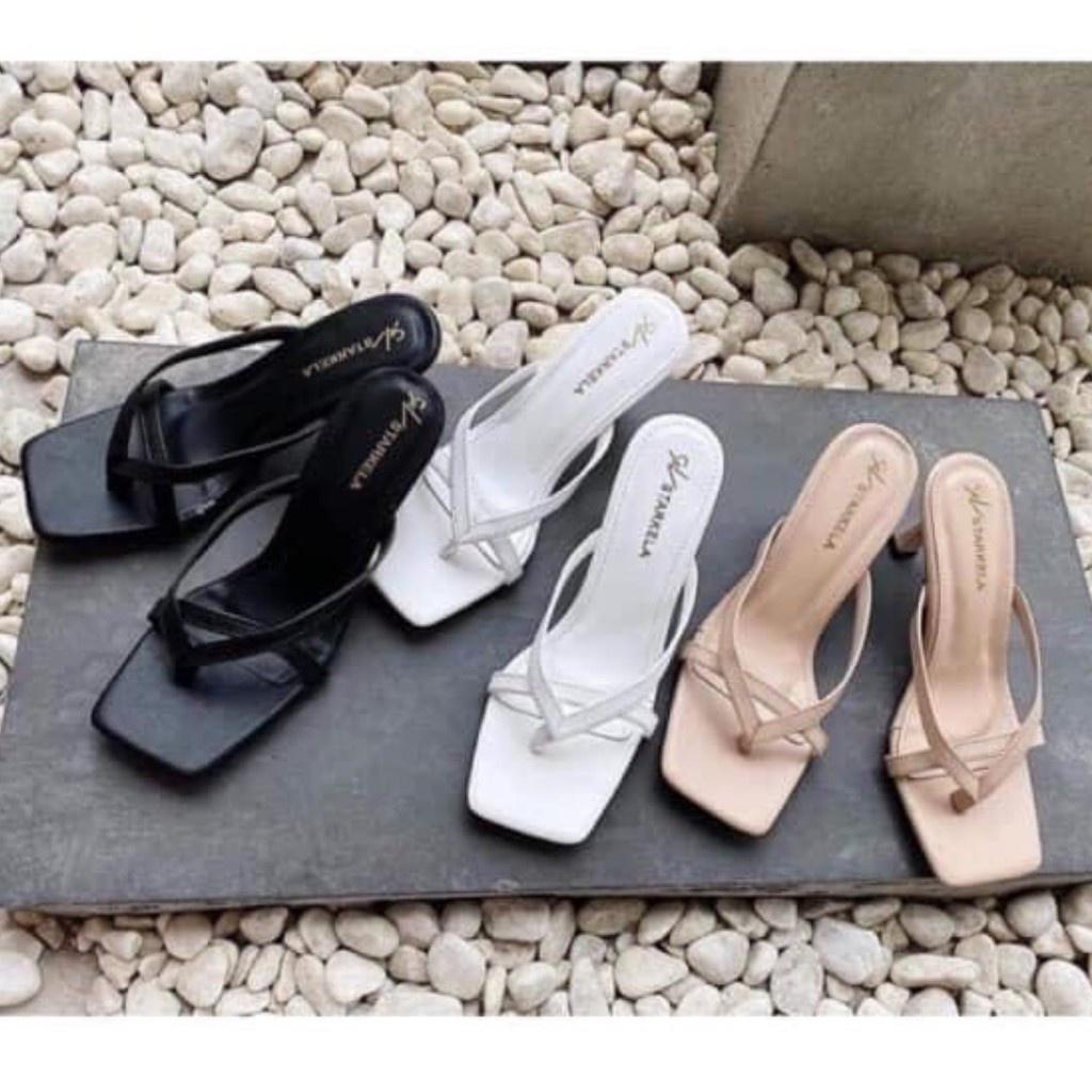 Có sẵn Guốc nữ , dép nữ cao gót xỏ ngón cực đẹp- guốc 7cm gót mảnh( đan dây 7cm