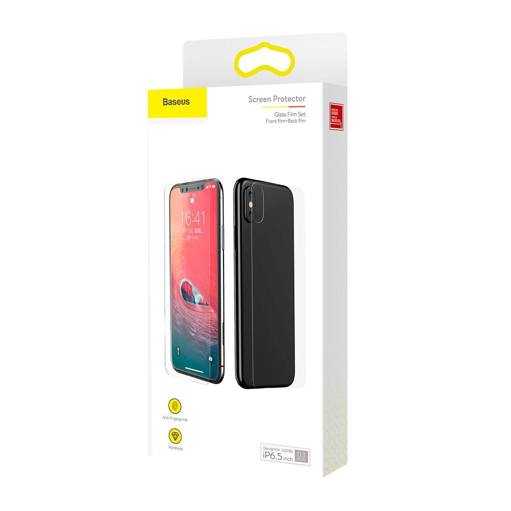 Kính cường lực 2 mặt trong suốt 0.3mm dành cho iPhone Xs Max 6.5 hàng chính hãng Baseus