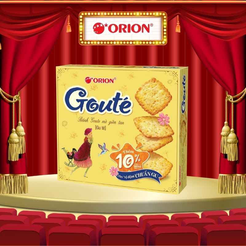 Hộp 8 gói bánh Orion GOUTE MÈ giòn tan (288G) (giao màu ngẫu nhiên)