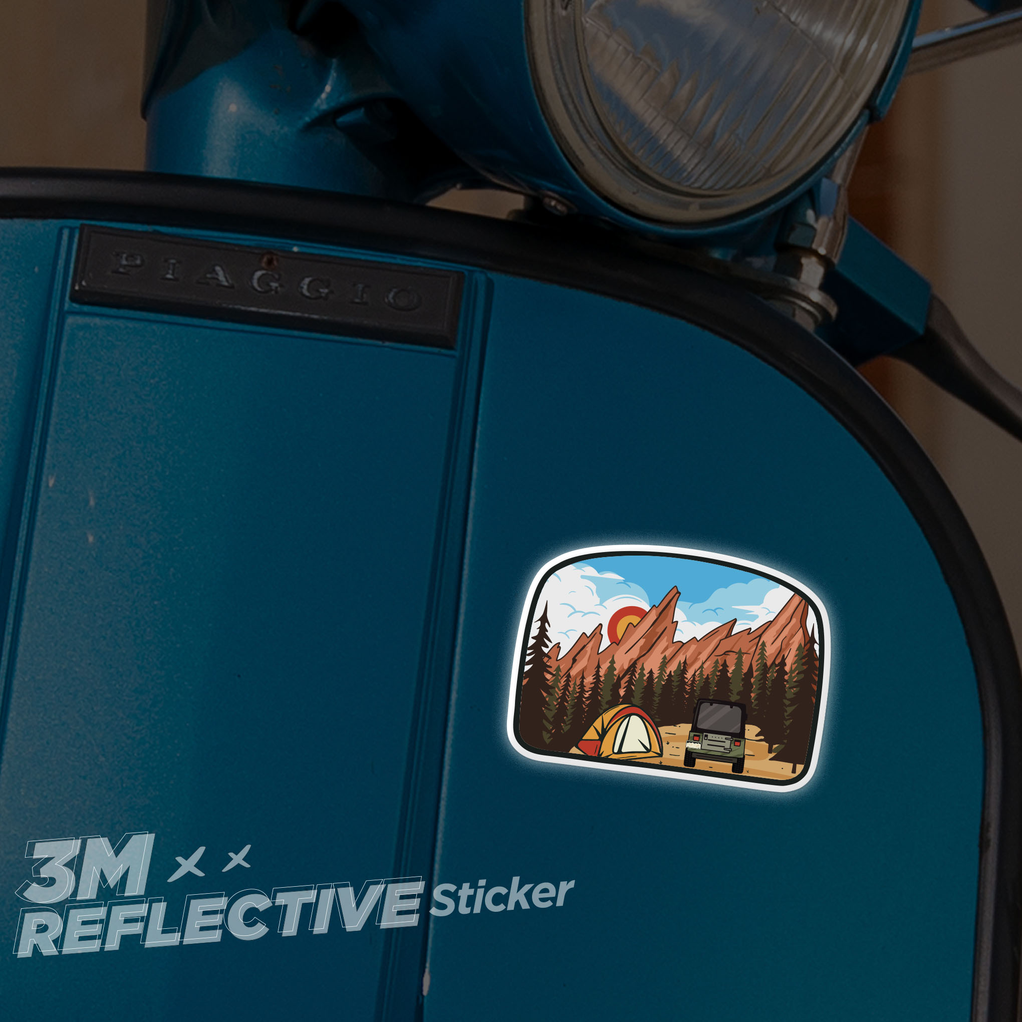 CAMPING ON THE MOUNTAIN 3M - Reflective Sticker Die-cut Hình phản quang thương hiệu STICKER FACTORY