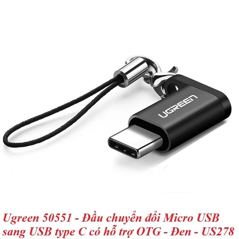 Ugreen UG50551US278TK Màu Đen Đầu chuyển đổi MICRO USB sang TYPE C hỗ trợ OTG - HÀNG CHÍNH HÃNG