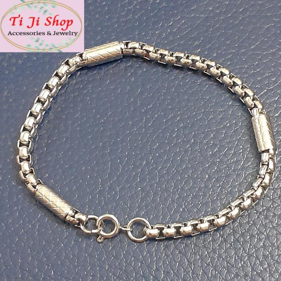Lắc tay inox cao cấp kiểu bông dừa bọc khoanh cách điệu trắng sáng đẹp, không đen - Phù hợp cho cả nam lẫn nữ