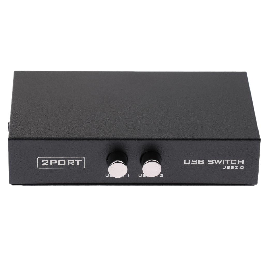 USB 2.0 Manual Sharing Switch KVM Switcher Adapter Box 2 Computers Share 1 USB Device Hub for Printer Scanner