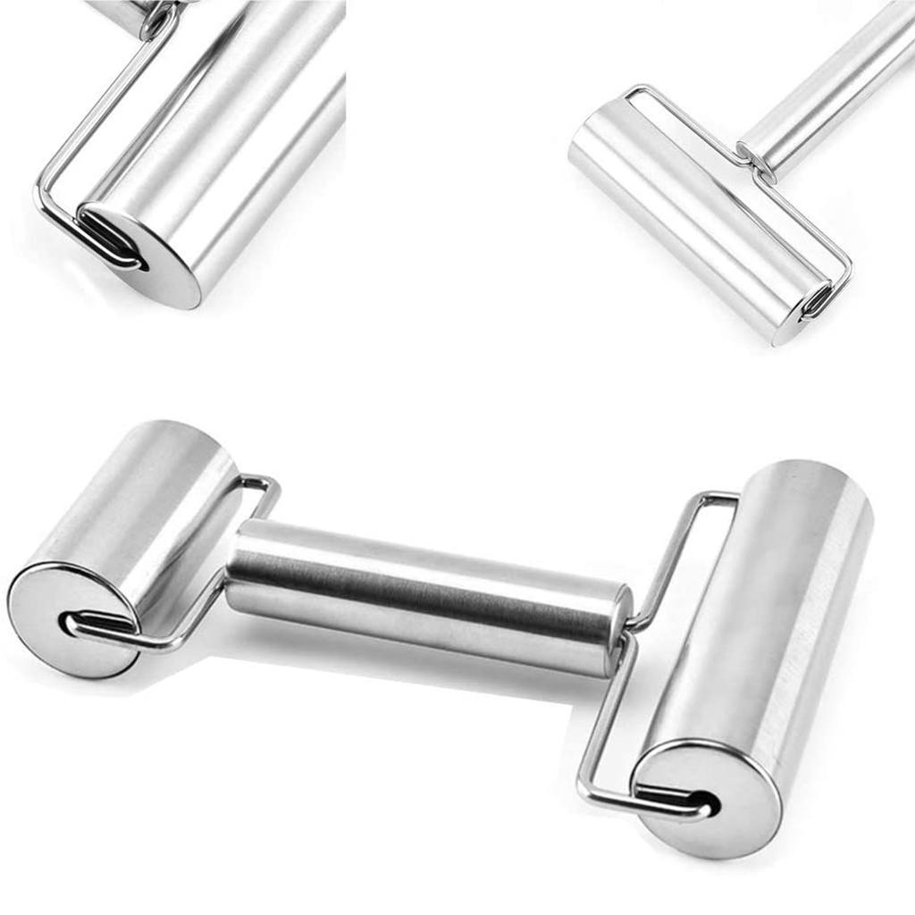 Pizza Pastry Baking Roller Rolling Pin Stainless Steel Dual Roller