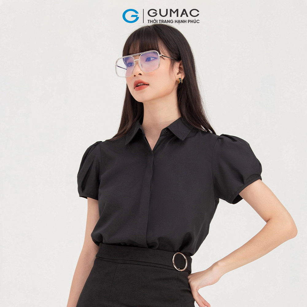 Áo sơ mi nữ GUMAC AA610 tay ngắn phồng công sở