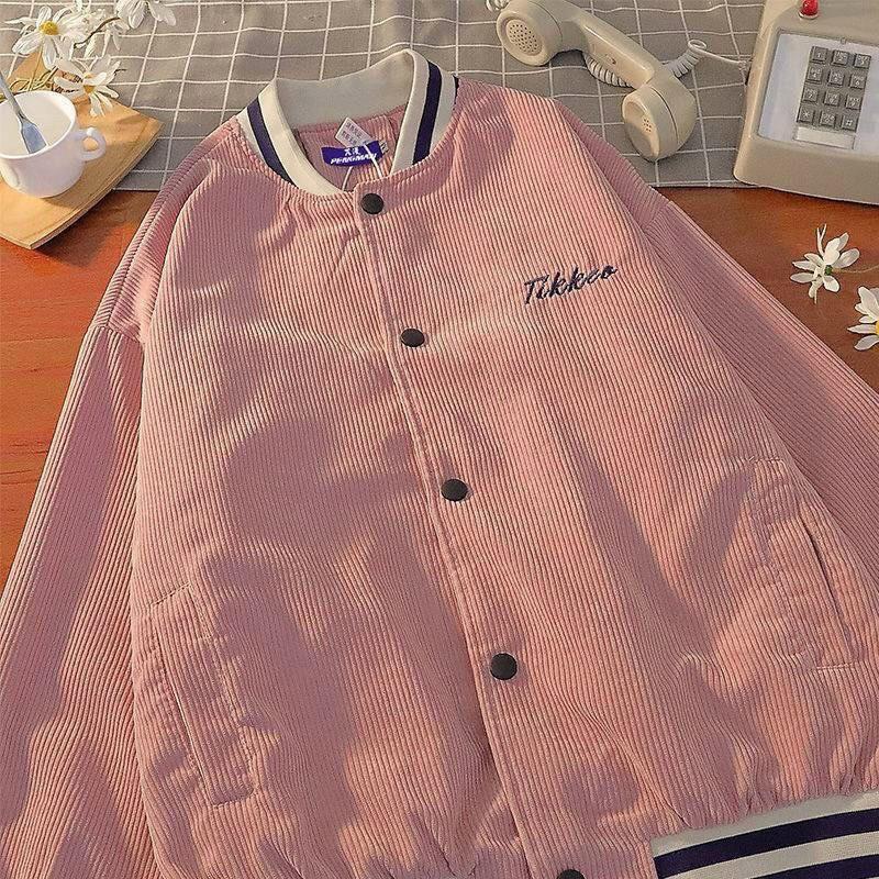 Áo Khoác Bomber Nhung Gân Unisex Thêu Chữ 2 Mặt Cao Cấp Hot Trend