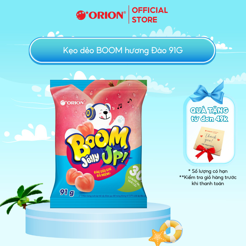 Kẹo Dẻo Boom Jelly THẠCH Orion Hương Đào túi 91G