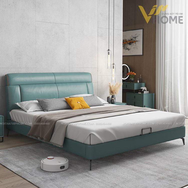 Giường ngủ bọc da nhập khẩu phong cách tân cổ điển đẹp GBD-20163