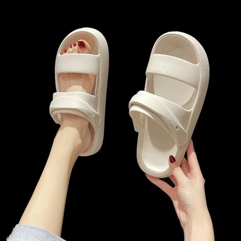 Dép nữ, nam Sandal bánh mì đế cao 2 màu đen trắng size kép 36-43