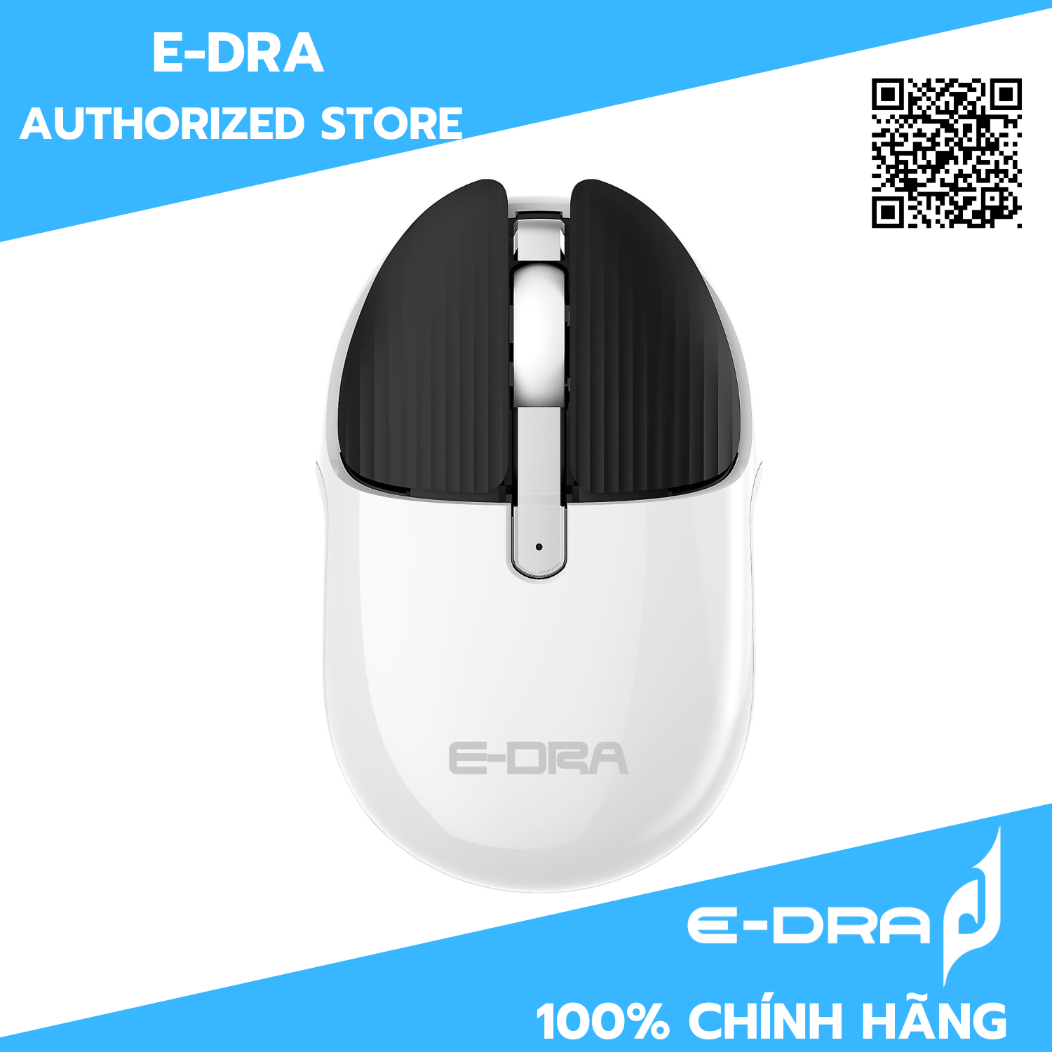 Chuột không dây E-Dra EM621W Rabbit White - Kết nôi Blutooth/ 2.4Ghz - Hàng chính hãng