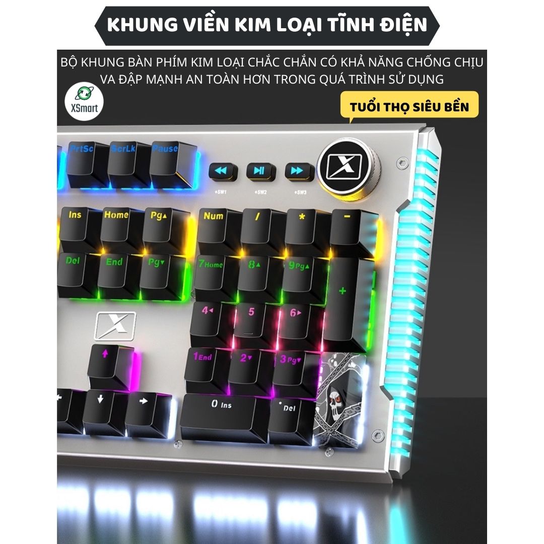 Bàn Phím Cơ Gaming Mẫu Mới XSmart K968 SUPER GAME 2021 Có 25 Chế Độ Led Đổi Màu Keycap Siêu Xịn, Tương Thích Máy Tính PC - Hàng Chính Hãng
