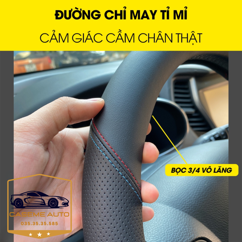 Bọc vô lăng ô tô da Nappa cao cấp sang trọng thoáng khí cầm chắc tay thiết kế phù hợp với các loại xe - Hàng Nhập Khẩu