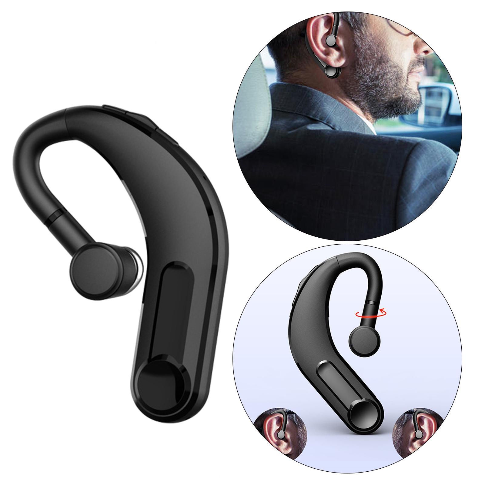 Bluetooth Wireless Single Ear Earpiece Business Trucker Driving Music Black